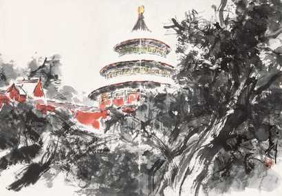 王子武 山水 镜心